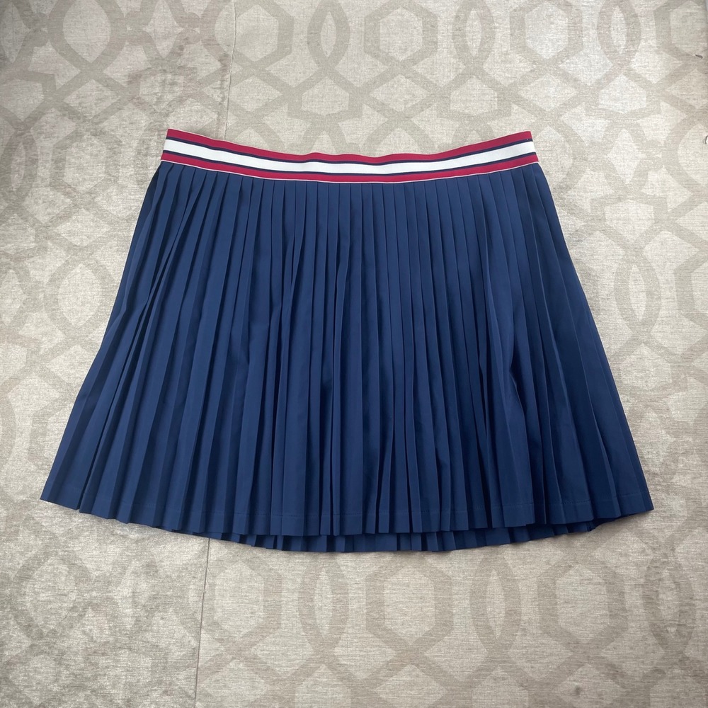 Lilly Pulitzer Luxletic Corrine Skort Women Large Navy Blue Pleated Tennis Golf
